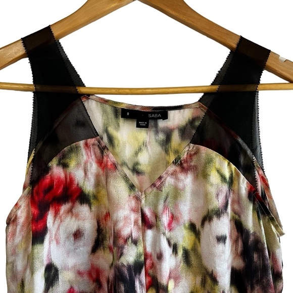 Saba silk tie front delicate sleeveless floral print blouse excellent condition - Picture 3 of 10